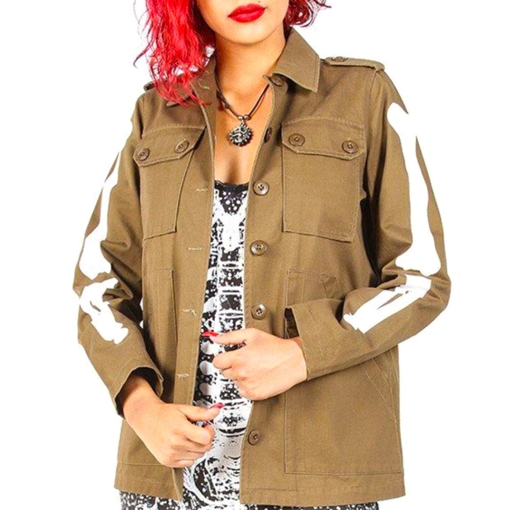 Iron Fist Bone In Military Jacket Women Color Olive Size XL - Picture 2 of 8